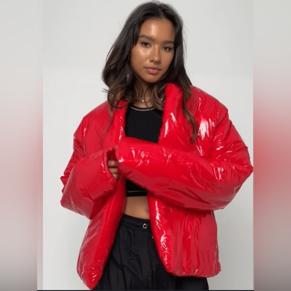 Club Paradise Paxton Puffer Jacket-Pockets-No Front Closure Red Unisex Sz M  NWT